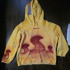 Lemons On Fire Yellow and Red Flame Cropped Hoodie